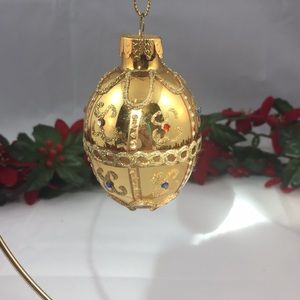 Vintage GKI/Bethlehem Glass Egg shaped embellished Christmas Ornament